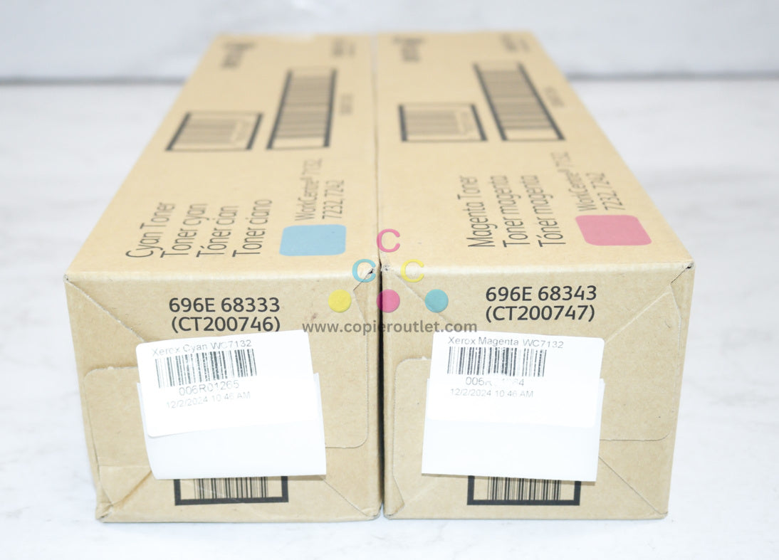 2 OEM Xerox WorkCentre 7132,7232,7242 Cyan & Magenta Toners 006R01264,006R01265