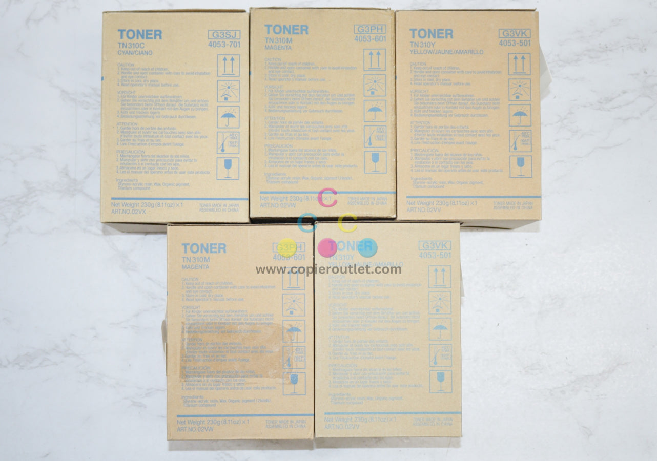 5 Open OEM Konica Minolta C350,C351,C450,CF2203 CMMYY TN310 Toners