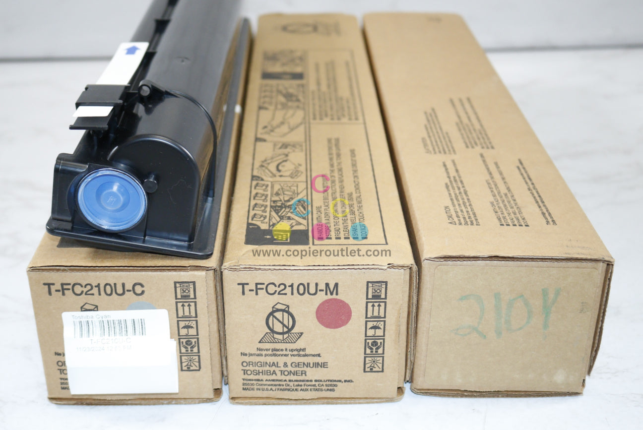 3 New OEM Toshiba eSTUDIO 2010AC,2510AC CMY Toners T-FC210U-C,M,Y (Open Cyan)