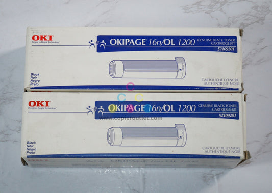 2 New OEM Oki OkiLaser 1200, 16N, Black Toner Cartridges, 52109201 Same Day Ship !