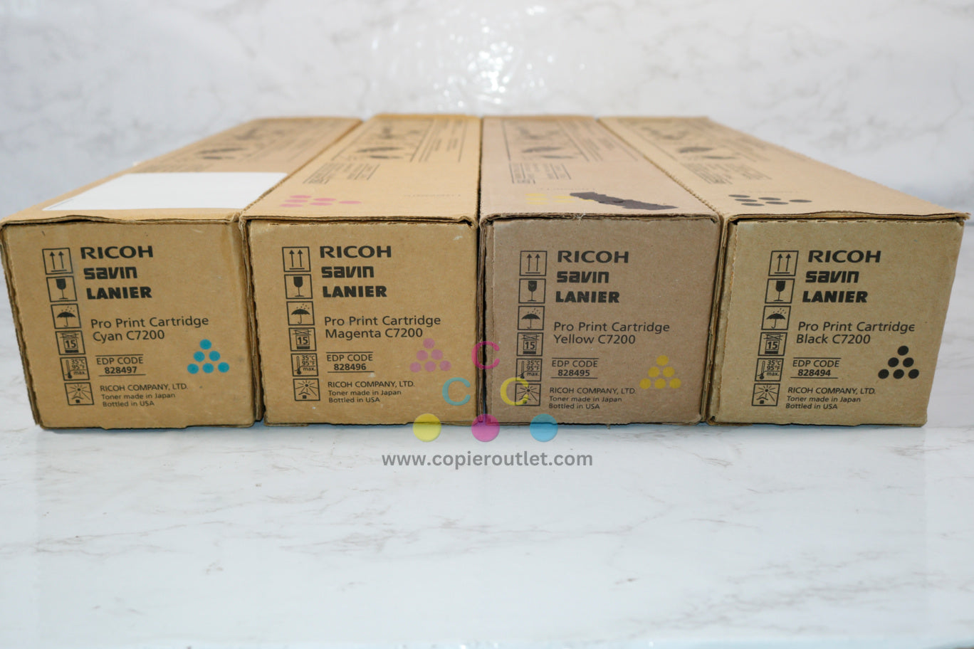 4 New OEM Ricoh Pro C7200e, C7210 CMYK Toners 828494,828495,828496,828497