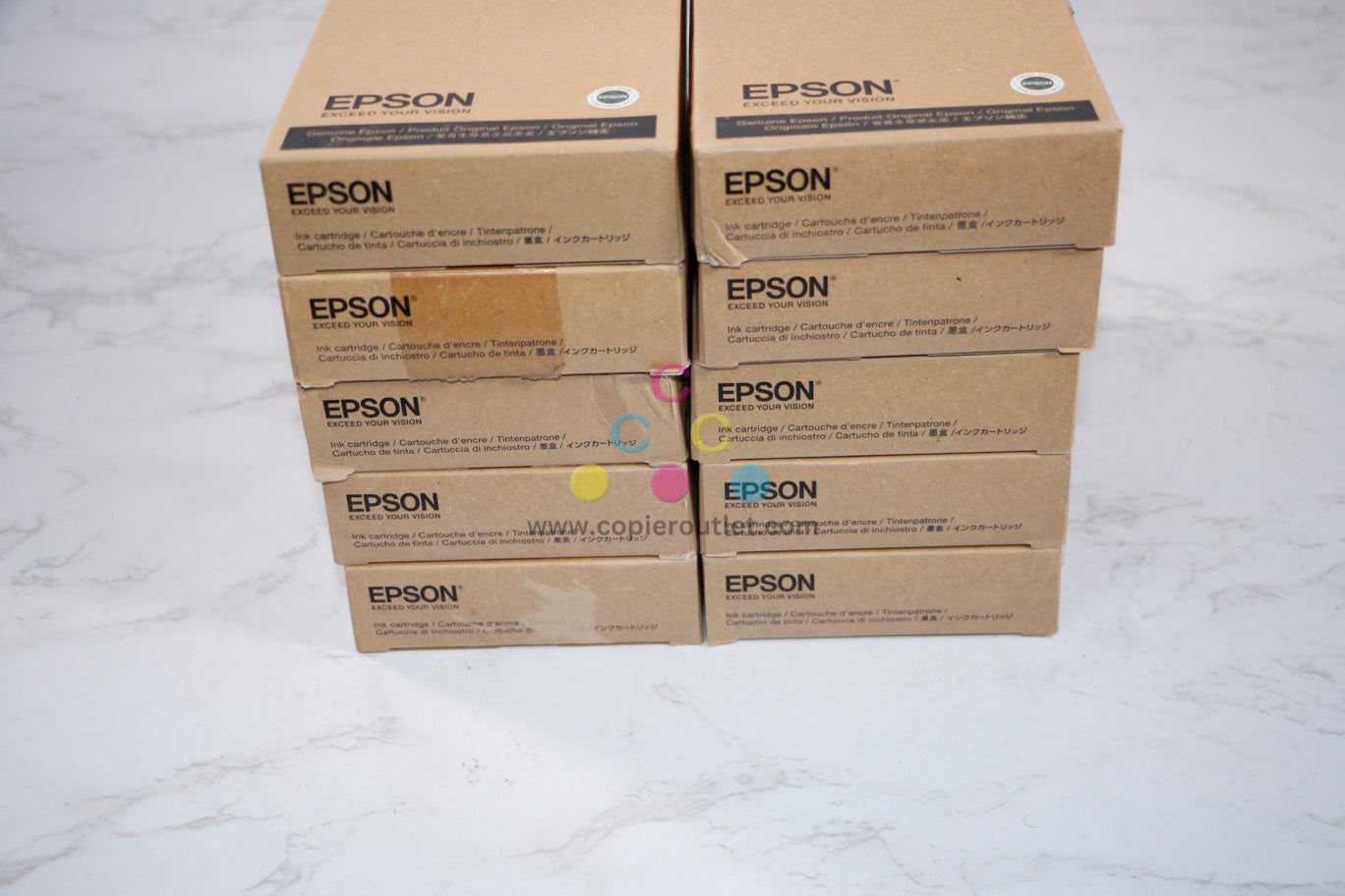Lot Of 10 New OEM Epson Stylus Pro 4900 O,G,C,VM,Y,VLM,MBK Inks T653A/B, T6532-T6538