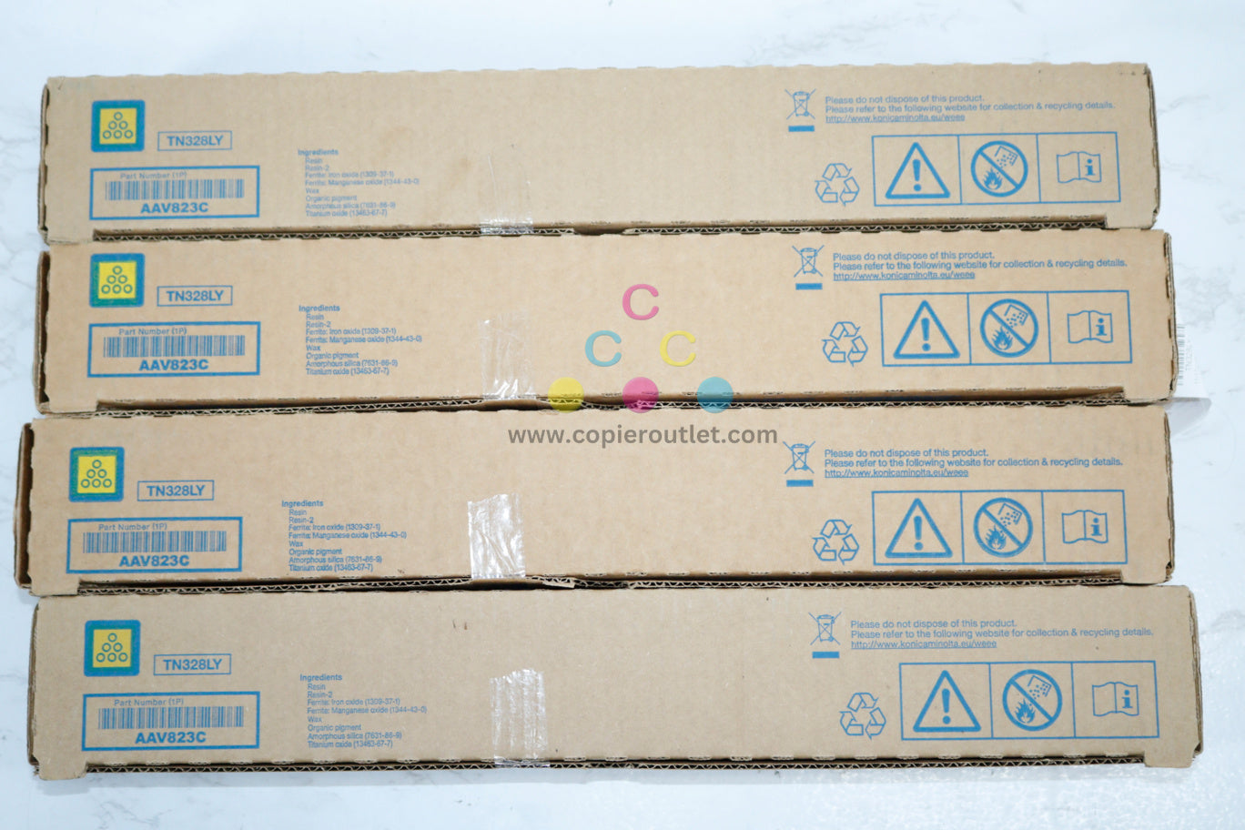 4 OEM Konica Bizhub C250i,C300i,C360i Yellow Toners  TN328LY, Same Day Shipping