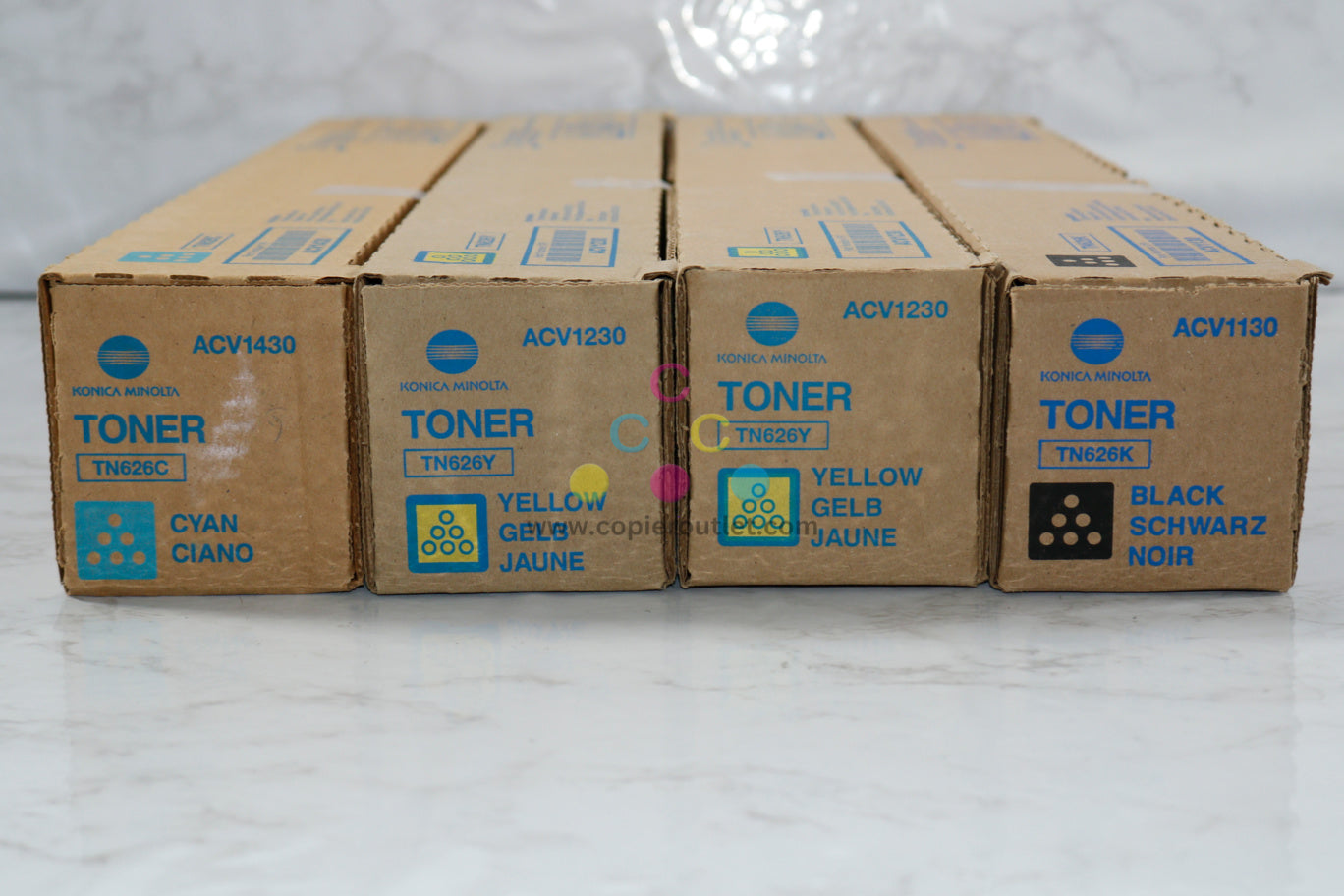 4 New OEM Konica Bizhub C450i/C550i TN626 CYYK Toners ACV1130,230,430