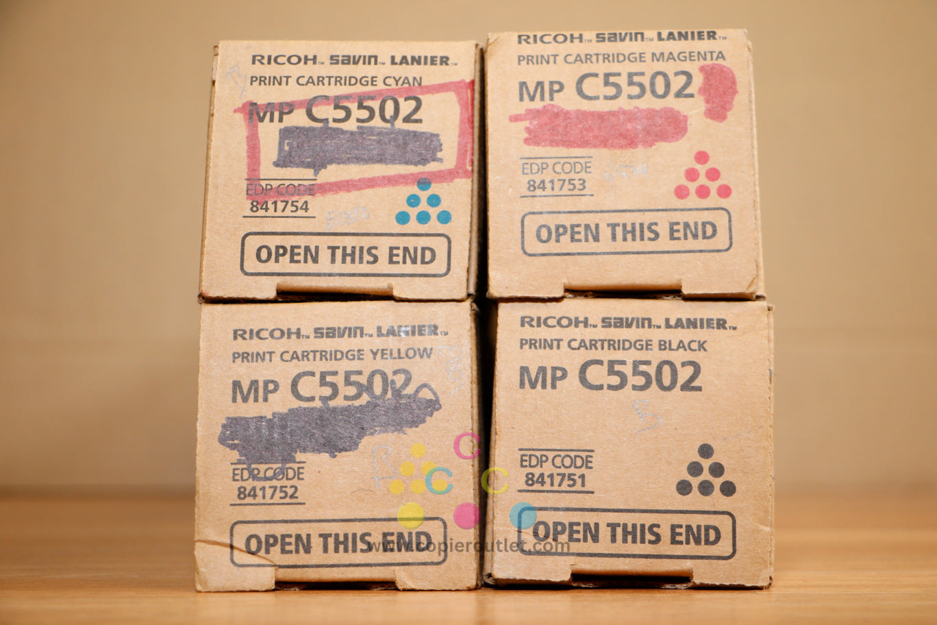Cosmetic Ricoh MP C5502 CMYK Toner Cartridge Set Aficio MP C4502 MP C4502A C5502