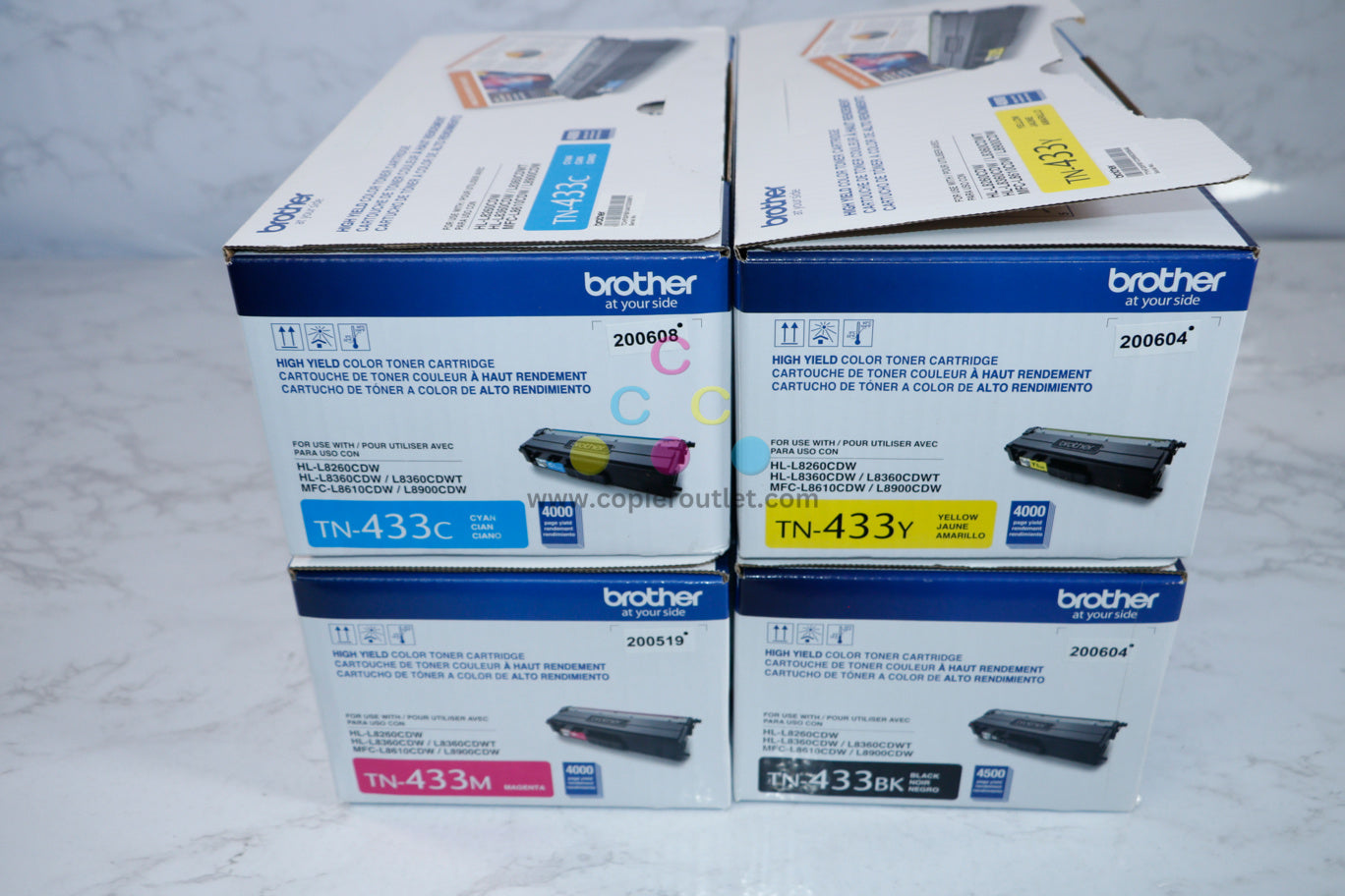 New OEM Brother HL-L8260CDW,HL-L8360CDW,MFC-L8900CDW TN-433CMYK Toner Set