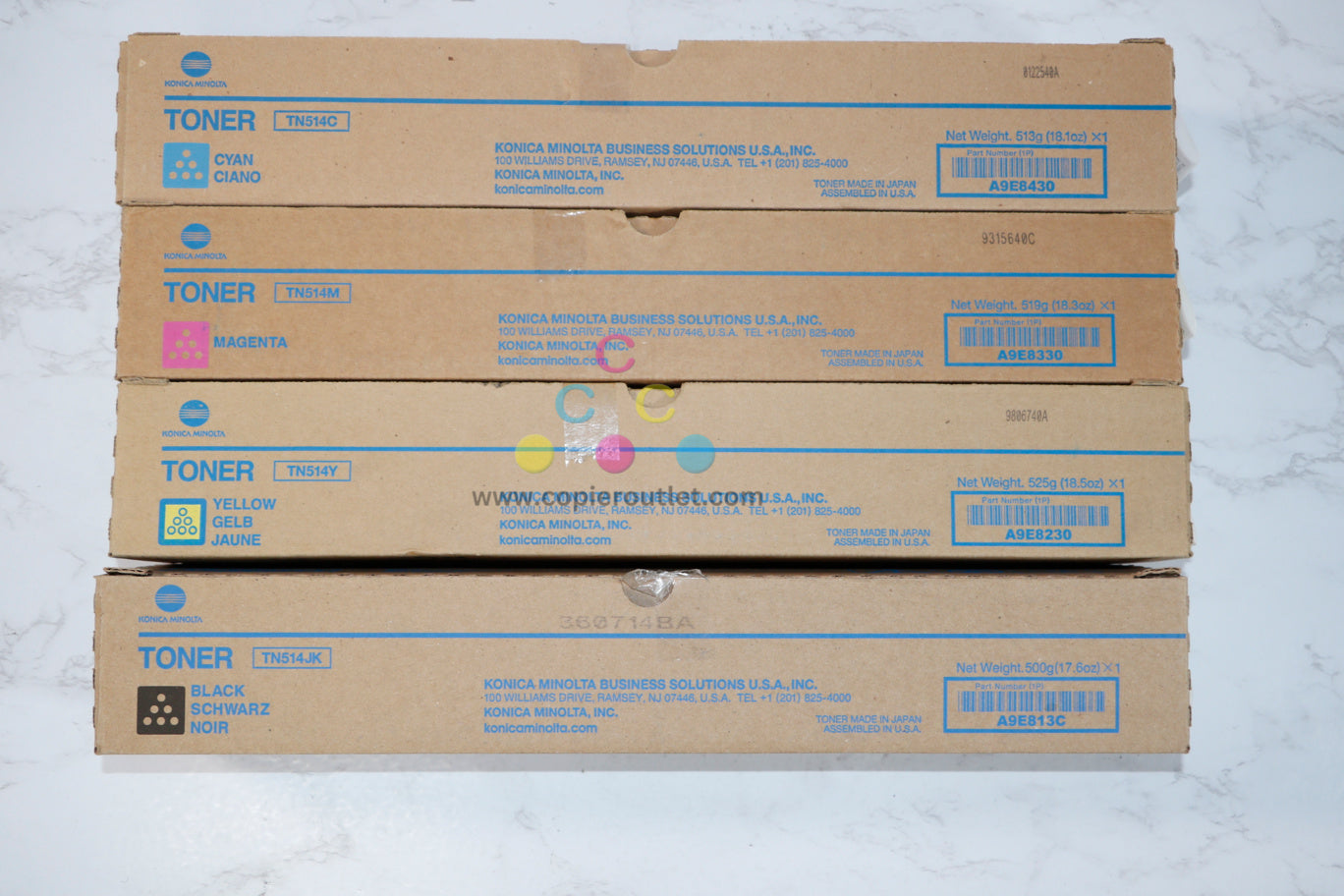 4 OEM Konica Minolta bizhub C458,C558,C658 TN514CMYJK Toners (TN514CMY,TN514JK)