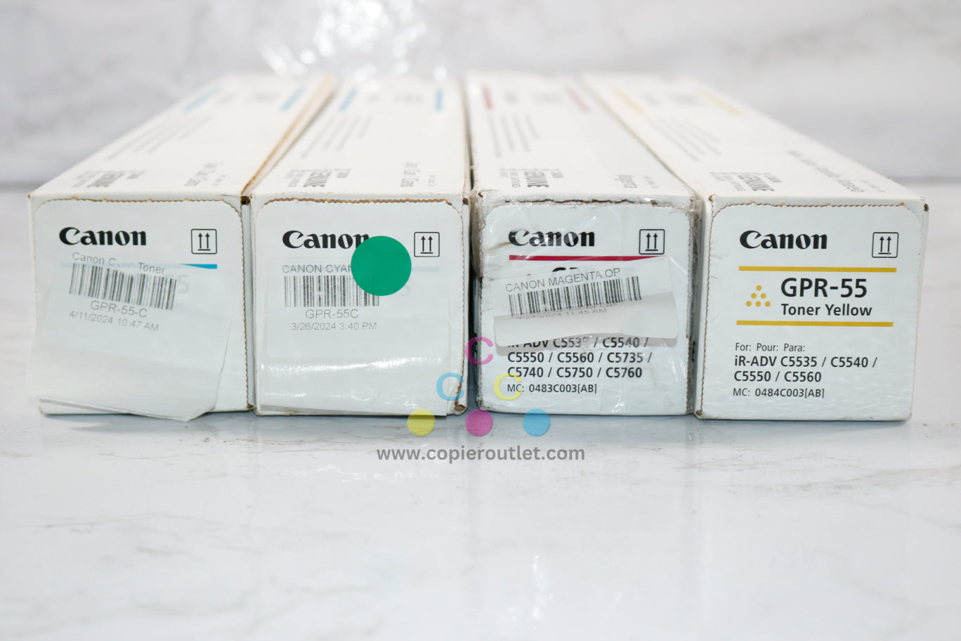 4 Open OEM Canon iRunner C5535,C5540,C5550,C5560 GPR-55 CCMY Toner Cartridges