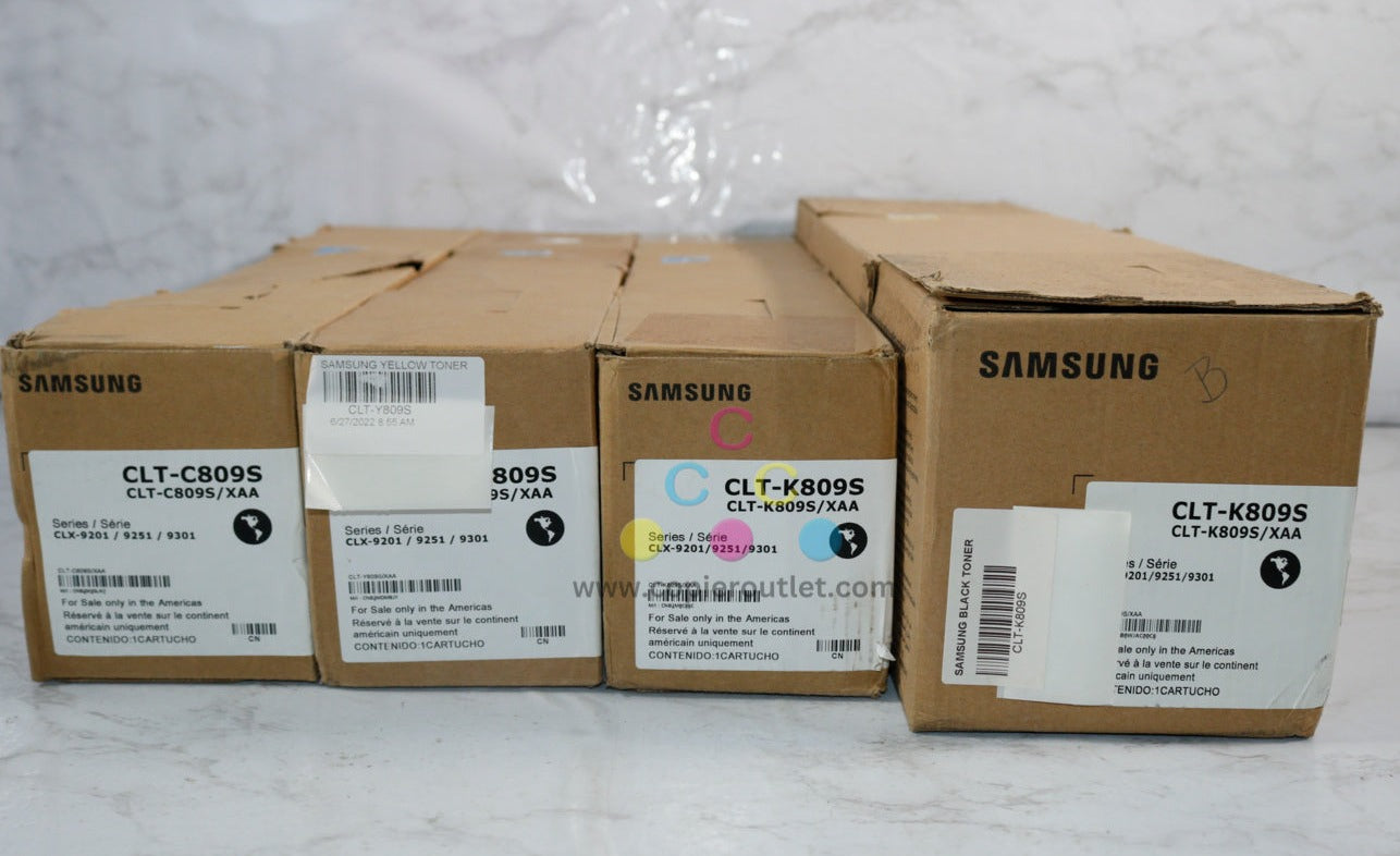 4 OEM Samsung MultiXpress CLX-9201NA,9251NA,9301NA CLT-809S CYKK Toners