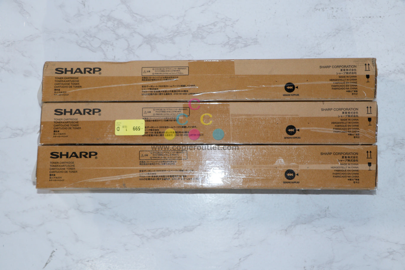 Lot Of 3 Genuine Sharp MX 2630, 2651, 3050, 3051, 3070 CMY Toner Cartridges MX-60NT