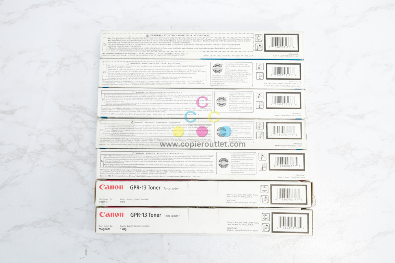 7 Cosmetic OEM Canon iR C2570,C3100,C3170,C3180 GPR-13 Cyan & Magenta Toners