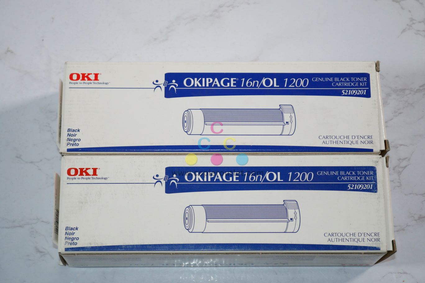 2 New OEM Oki OkiLaser 1200, 16N, Black Toner Cartridges, 52109201 Same Day Ship !