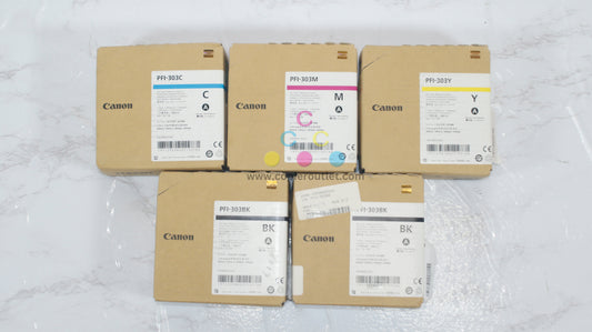 5 OEM Canon iPF810/iPF815/iPF820/iPF825 PFI-303 CMYBK,BK Pigment Inks (Expired)