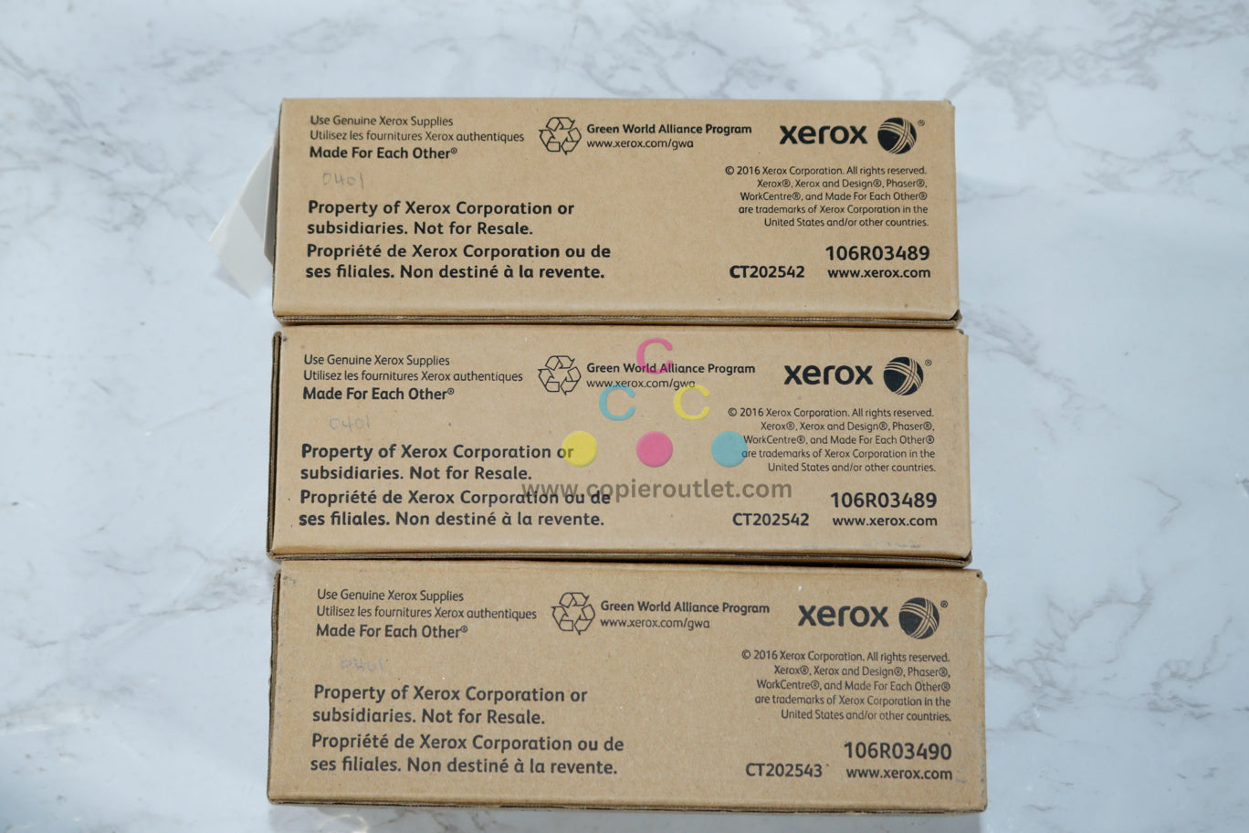 3 OEM Xerox phaser 6510, 6515, CCM Metered Toner Cartridges 106R03489, 106R03490