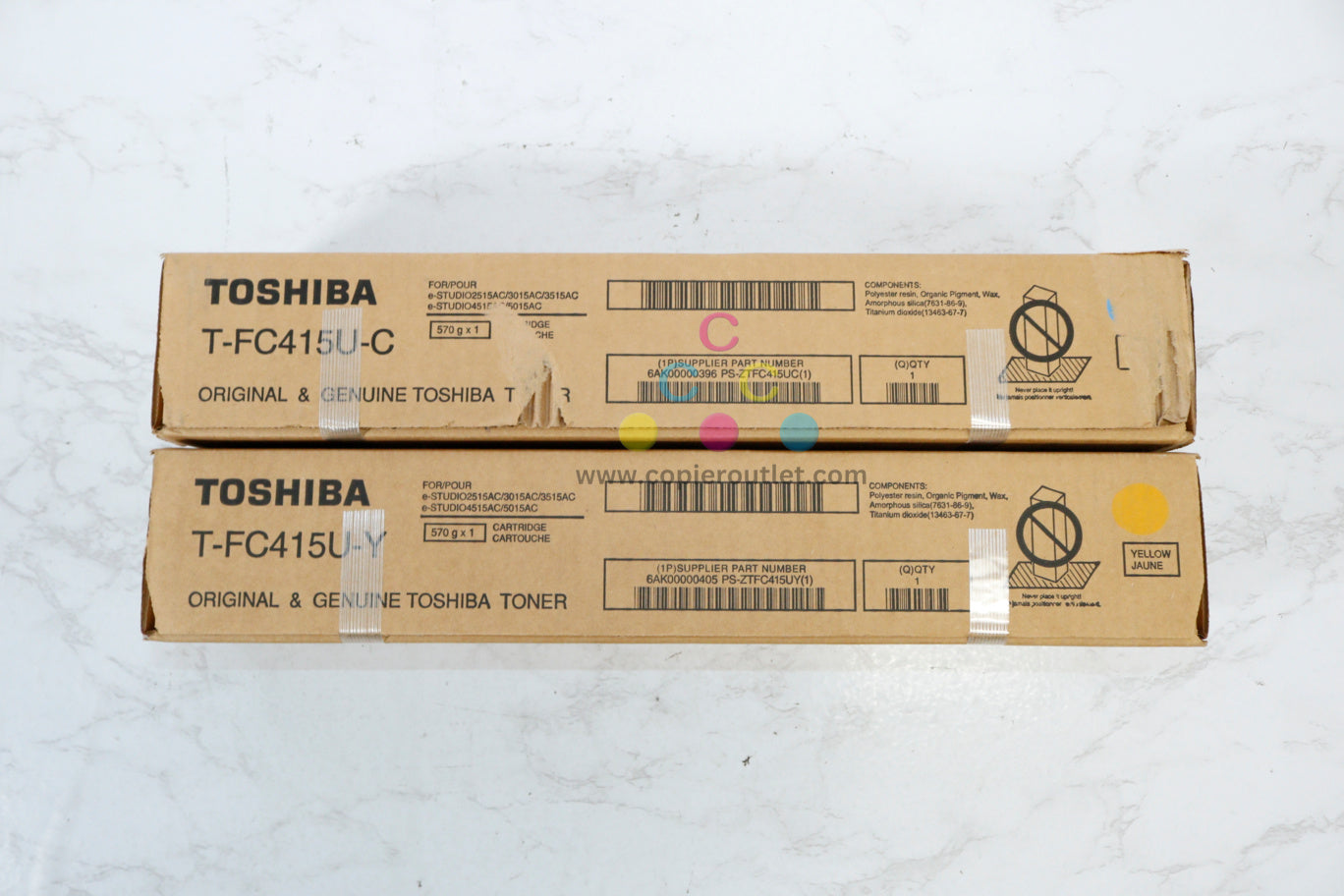 2 OEM Toshiba eSTUDIO2515AC,3015AC,3515AC Toners T-FC415U-C, T-FC415U-Y