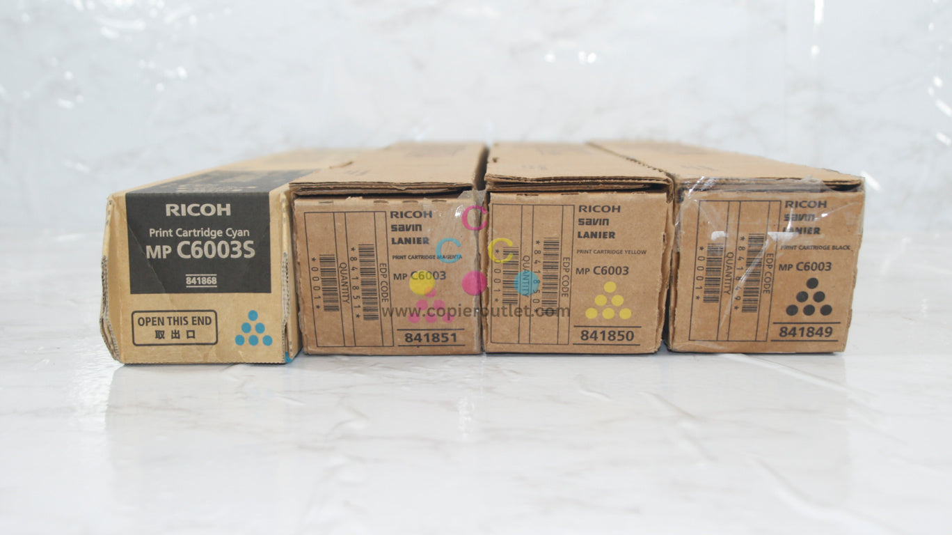 4 New OEM Ricoh MPC6003,C6003S,C4503,C5503,C6004 CMYK Toners 841849,50,51,68