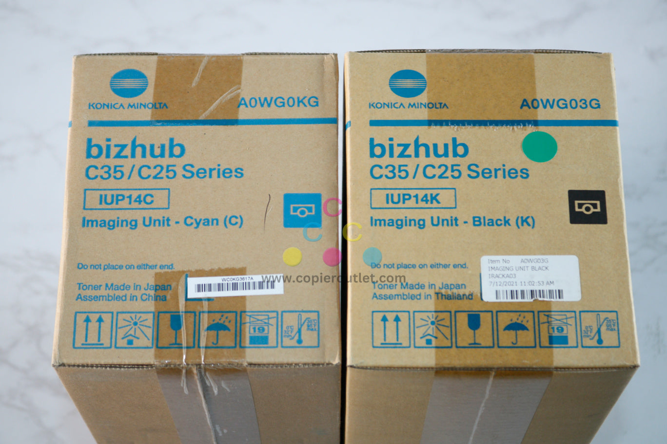 2 OEM Konica Bizhub C25,C35,C35P IUP14C & IUP14K Imaging Units A0WG0KG, A0WG03G