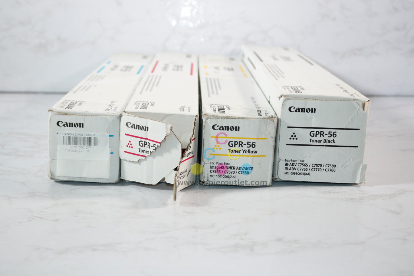 4 OEM Canon iR ADVANCE C7565i,C7570i,C7580i GPR-56 CMYK Toners (Open Cyan & Mag)