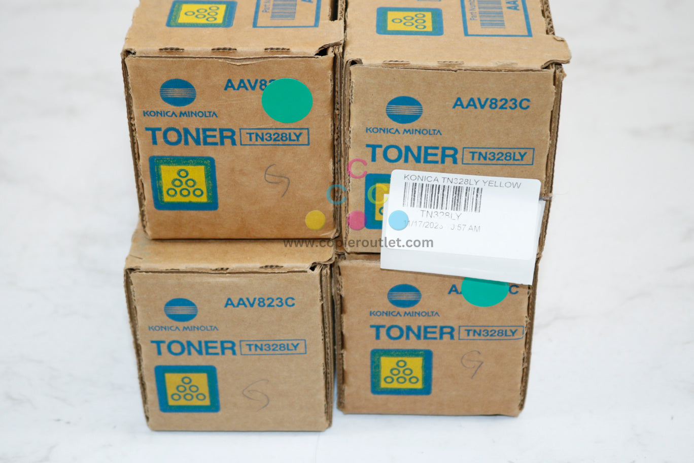 4 OEM Konica Bizhub C250i,C300i,C360i Yellow Toners  TN328LY, Same Day Shipping