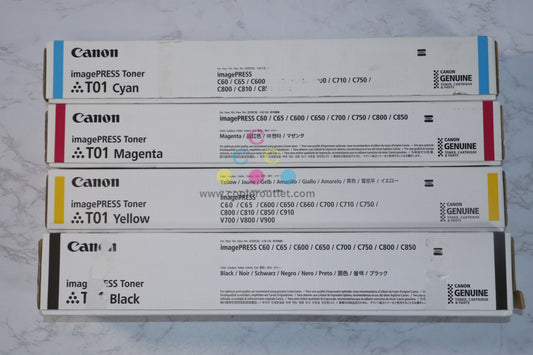 4 OEM Canon C60,C65,C600,C650,C660,C700,C710 T01 CMYK Toner Cartridges