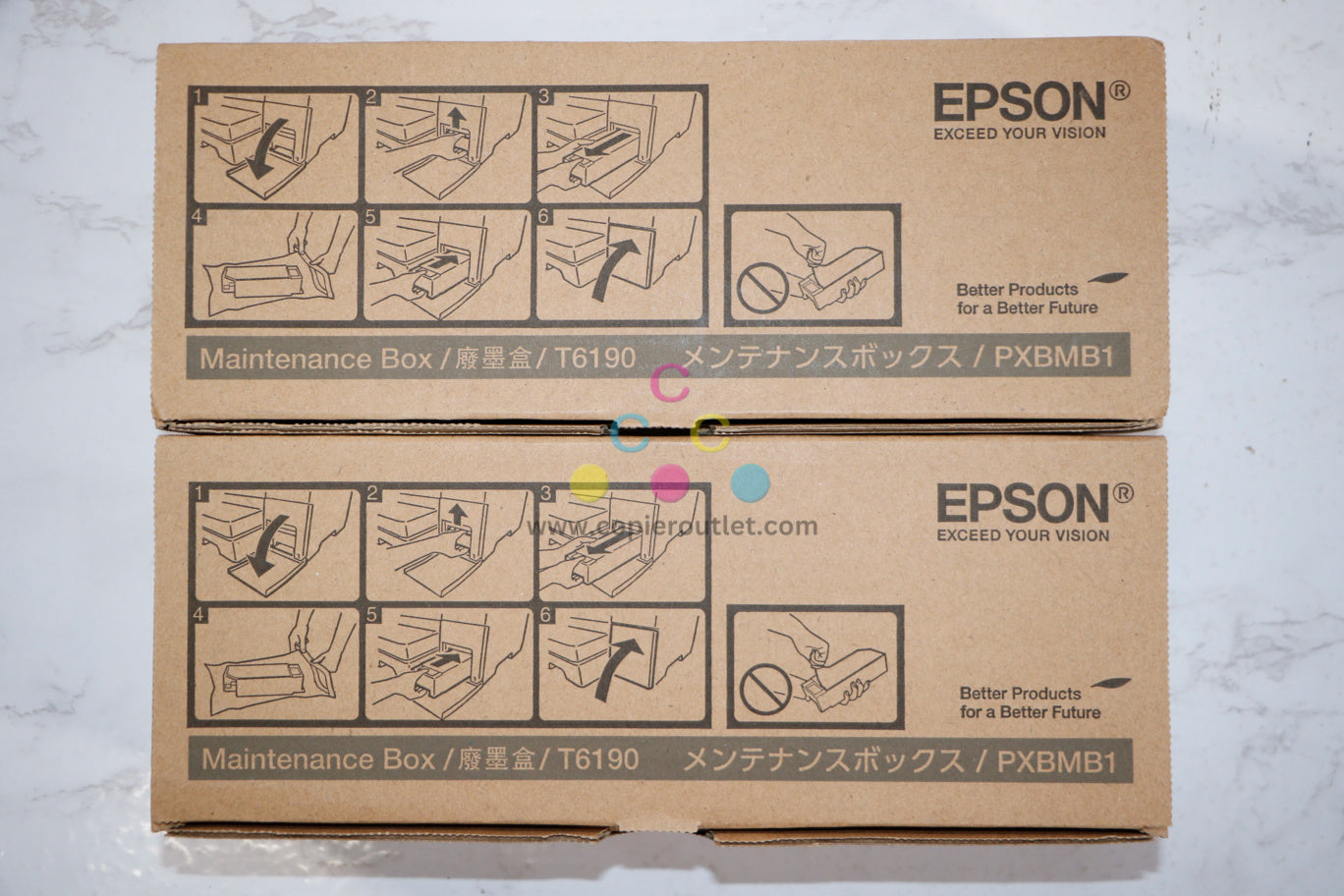 Lot of 2 OEM Epson Stylus pro 4900,4910,B300,310,500,510 Maintenance Tank T6190