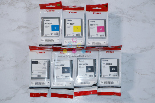 7 OEM Canon iPF670,680,685,770,780,785 CMYKKKK Ink Tank Cartridges PFI-107