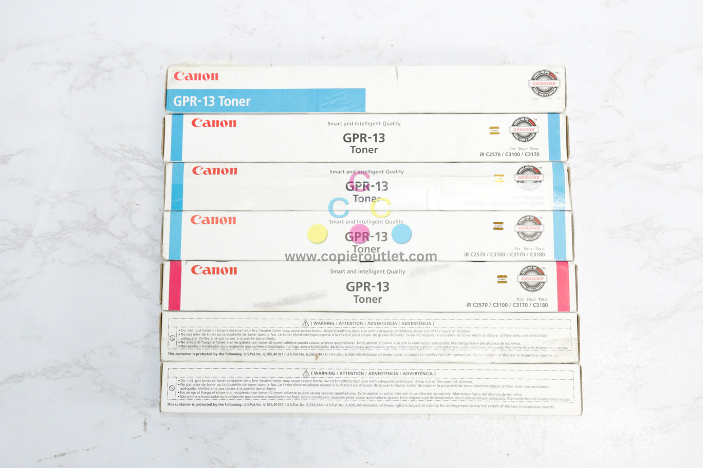 7 Cosmetic OEM Canon iR C2570,C3100,C3170,C3180 GPR-13 Cyan & Magenta Toners