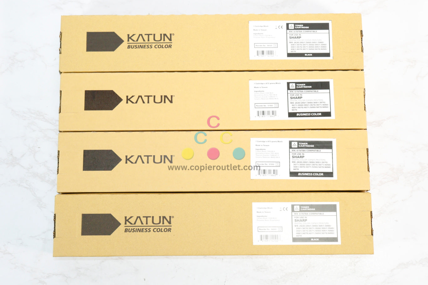 4 Compatible KATUN Sharp MX-2630N,MX-2651,MX-3050N Black Toners MX-61NTBA