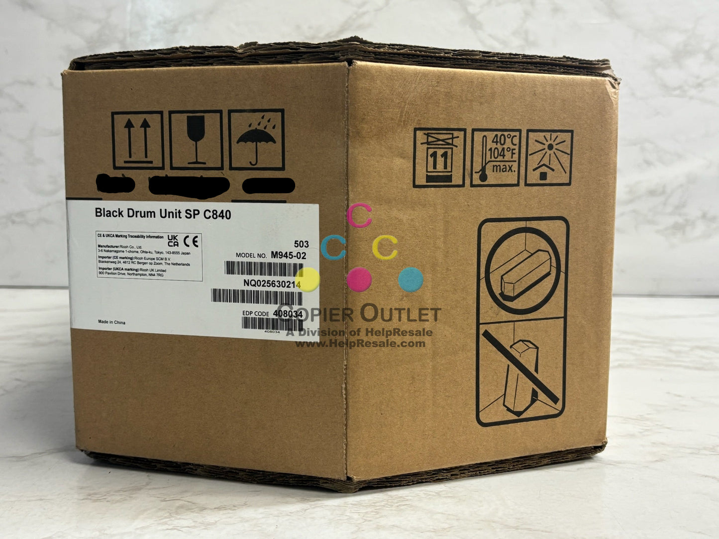 New Genuine Ricoh SP C840dn, C842dn Black Drum Unit M945-02, 408034