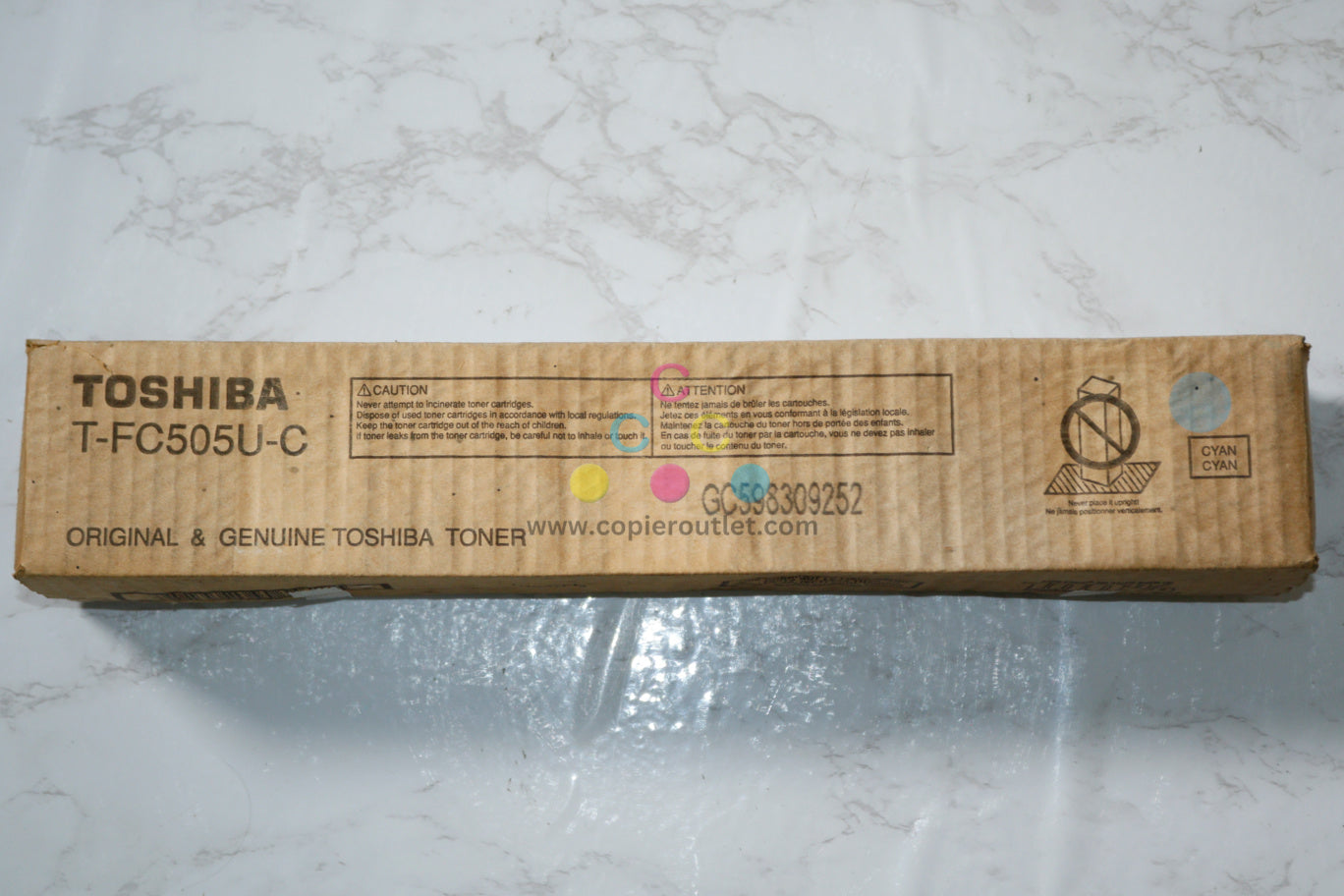 New OEM Toshiba eSTUDIO 2505AC, 3005AC Cyan Toner T-FC505U-C (Water Damaged Box)