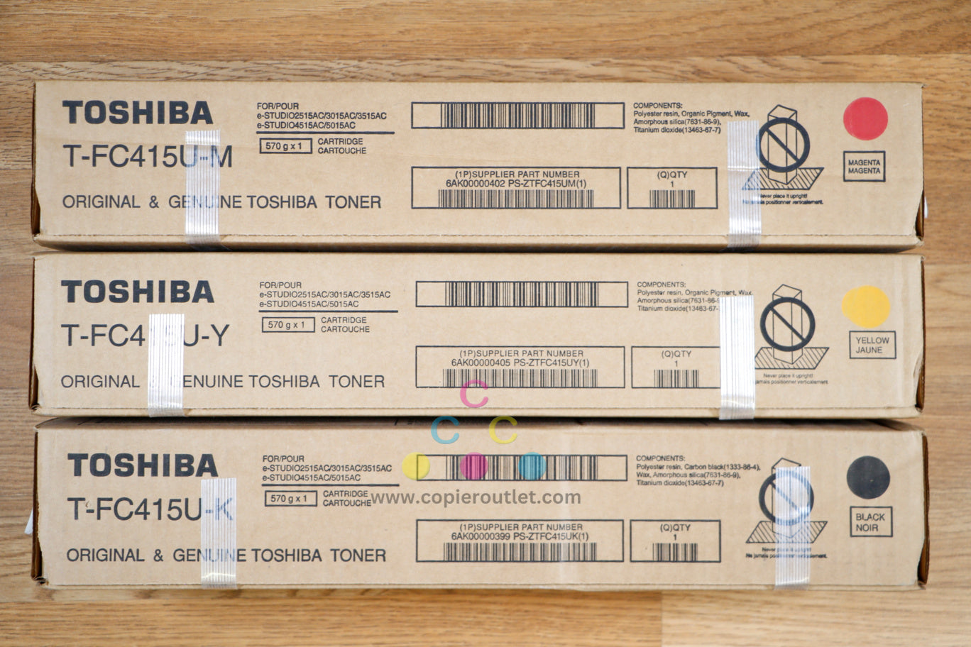 Toshiba T-FC415U MYK Toner Cartridge e-STUDIO 2515AC 3015AC 3515AC 4515AC 5015AC