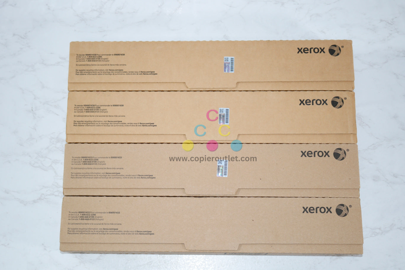 4 New Genuine Xerox Color C60, C70 YYKK Toner Cartridges 006R01655 & 006R01658