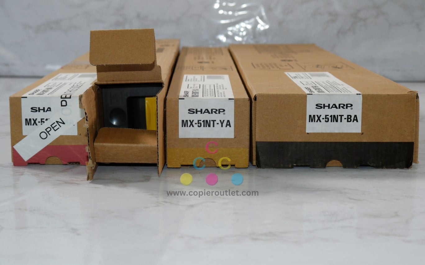 4 OEM Sharp MX-4110N,MX-4111N,MX-4140N,MX-4141N MX-51NT MYYK Toners (No Cyan)