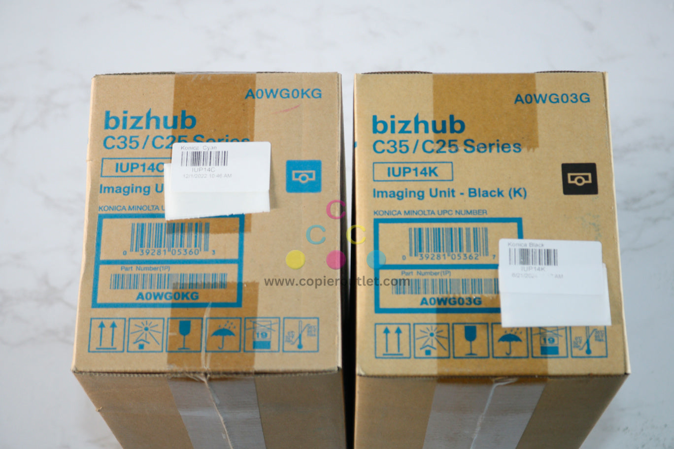 2 OEM Konica Bizhub C25,C35,C35P IUP14C & IUP14K Imaging Units A0WG0KG, A0WG03G