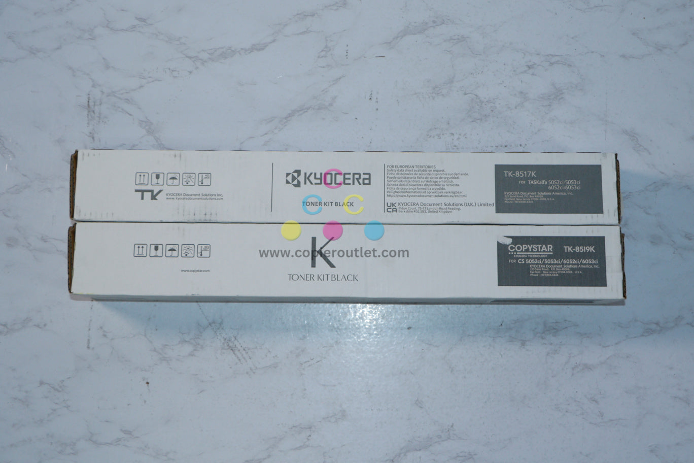 2 New OEM Kyocera 5052ci 5053ci 6052ci 6053ci Black Toner Kits TK-8519, TK-8517