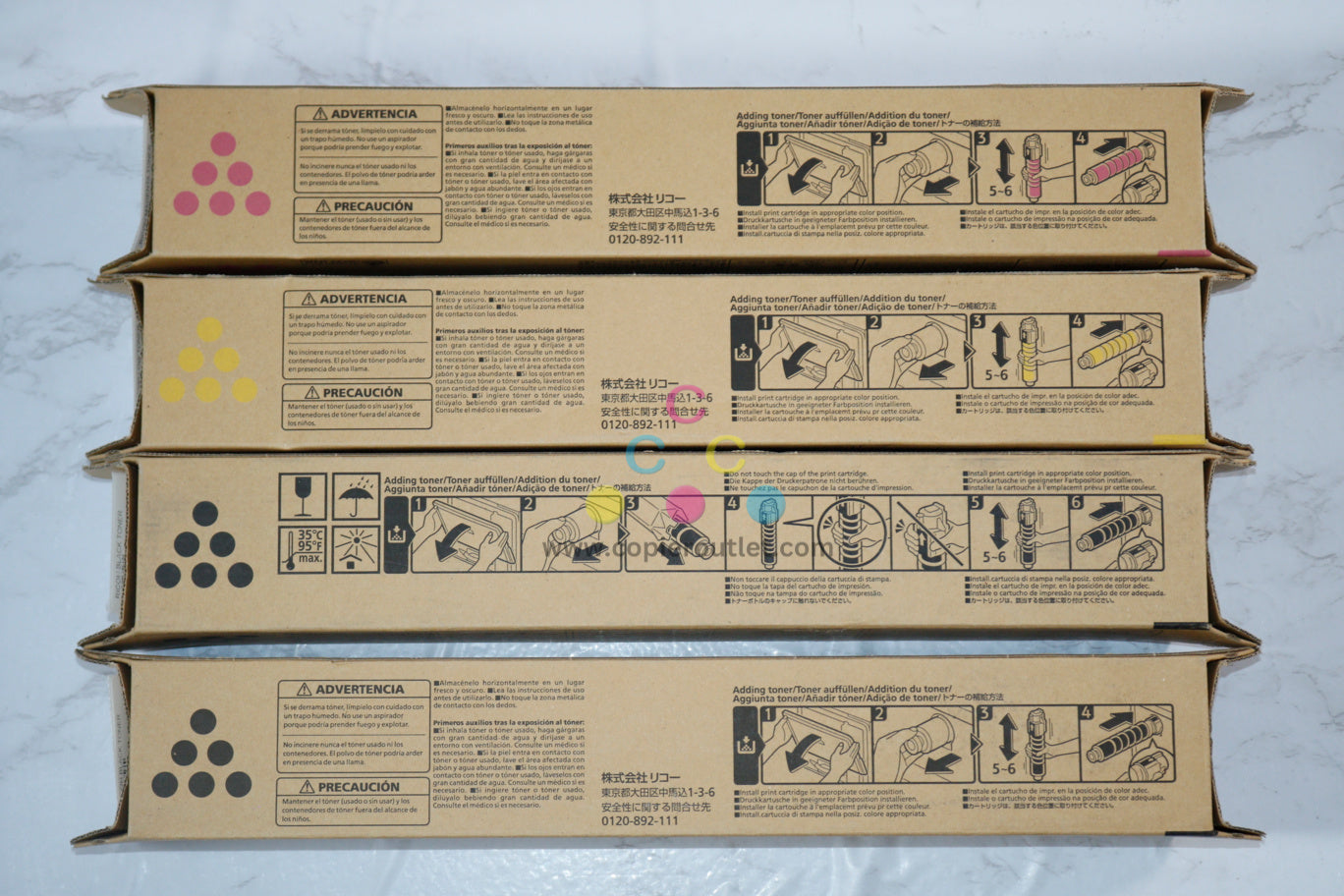 4 OEM Ricoh Savin Lanier IM C300/C400 MYKK Print Cartridges 842378,842381,842382