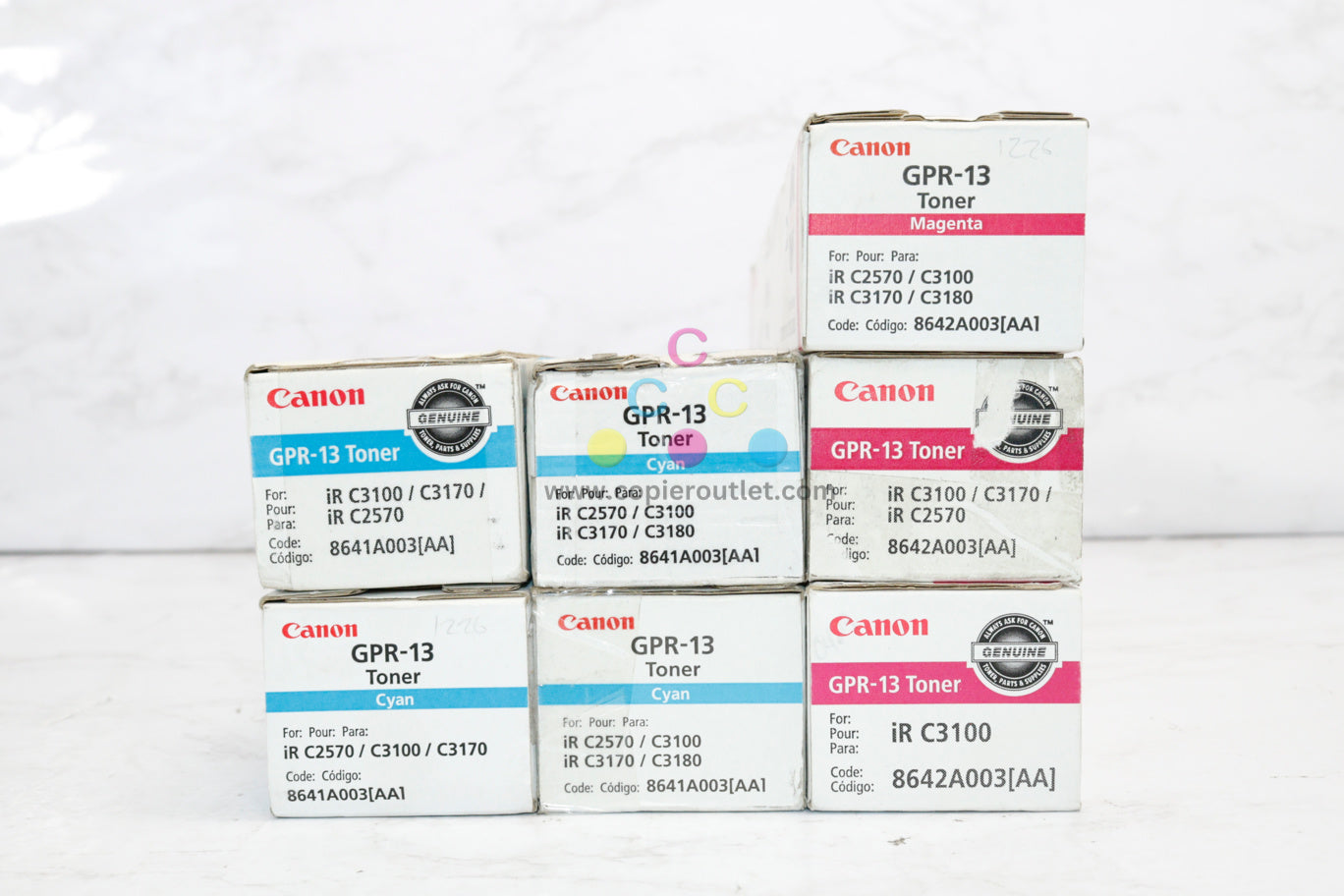 7 Cosmetic OEM Canon iR C2570,C3100,C3170,C3180 GPR-13 Cyan & Magenta Toners