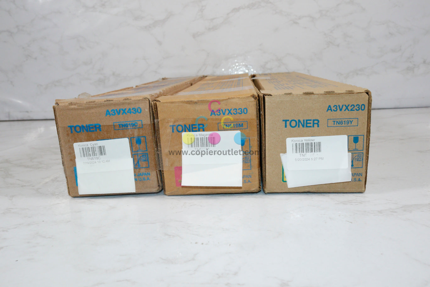 3 Genuine Konica AccurioPress C2060,C2070,C3070,C3080,C4070 TN619CMY Toners