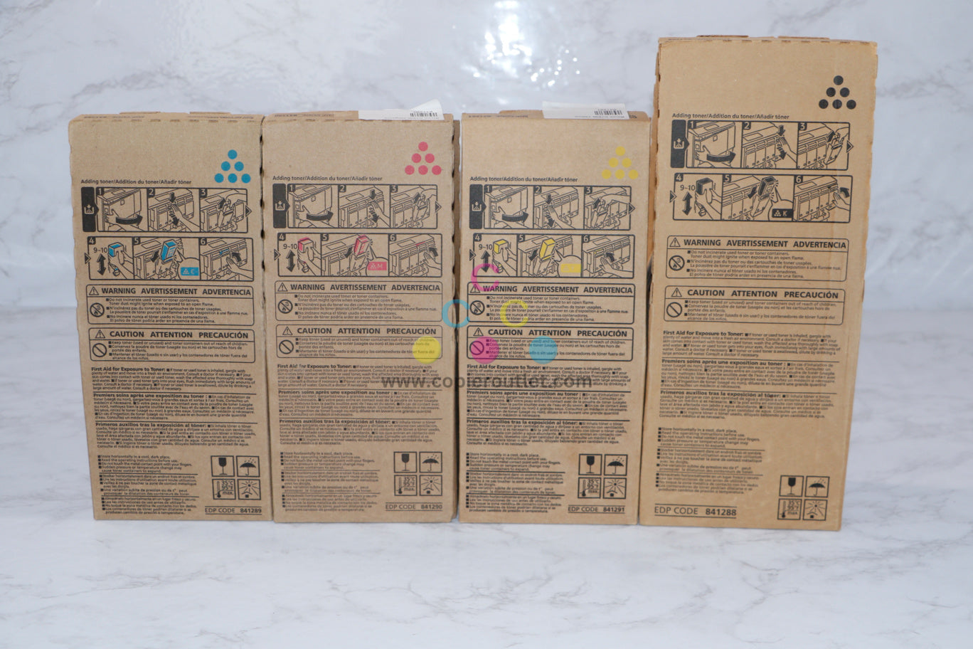 OEM Ricoh C6000, C7500, C7570, LD275C CMYK Toner Cartridge Set 841288,89,90,91