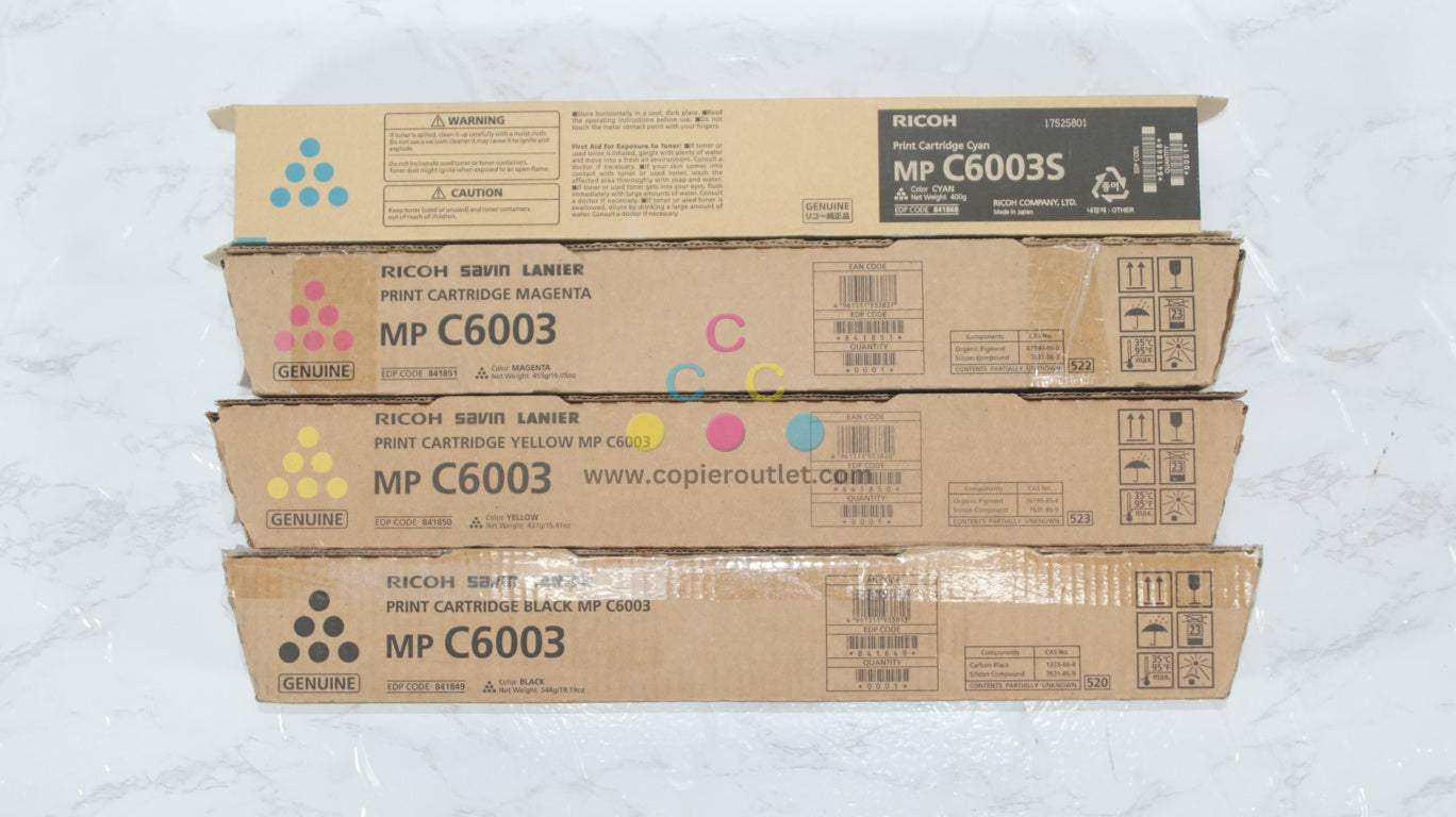 4 New OEM Ricoh MPC6003,C6003S,C4503,C5503,C6004 CMYK Toners 841849,50,51,68