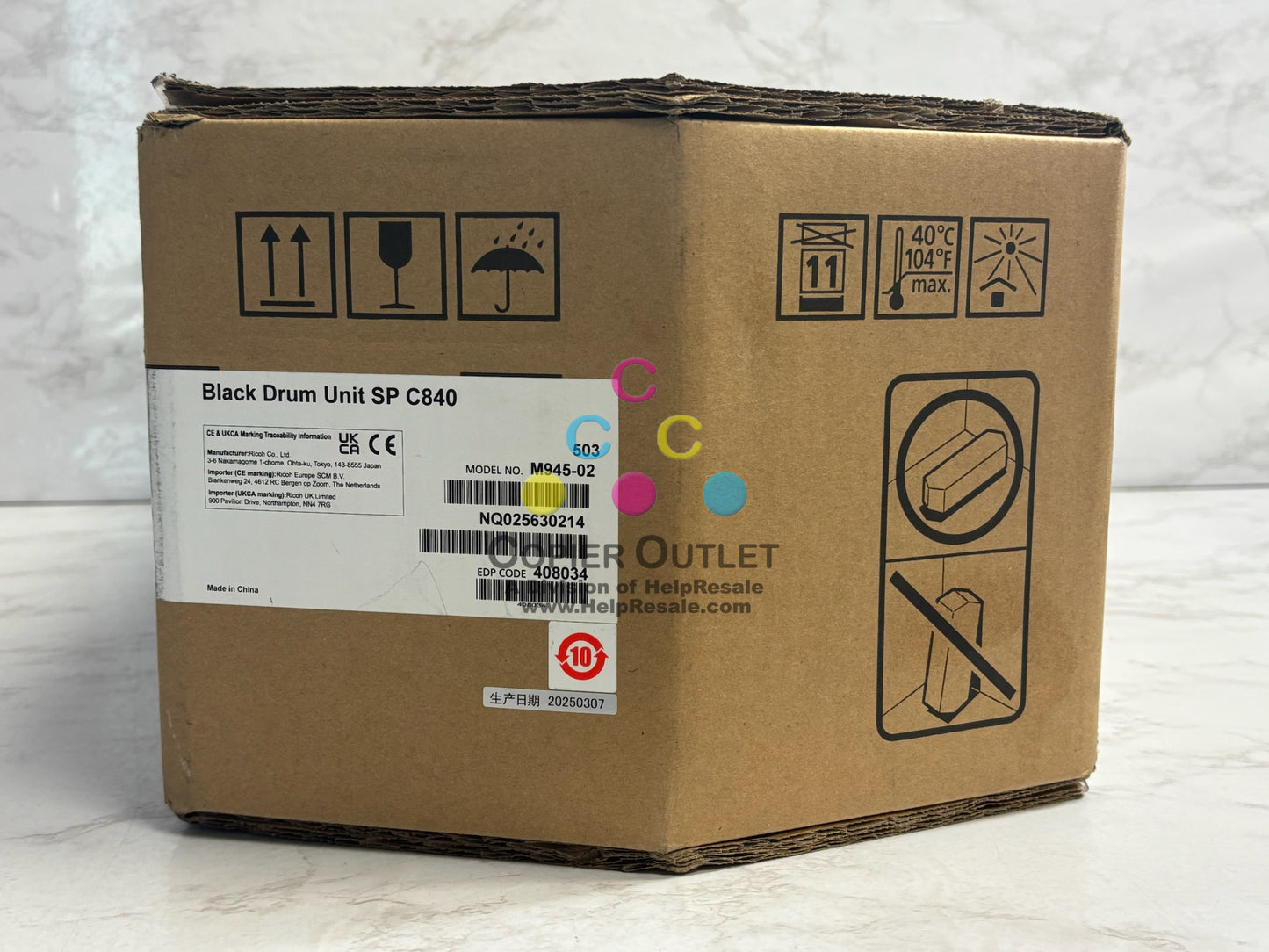 New Genuine Ricoh SP C840dn, C842dn Black Drum Unit M945-02, 408034