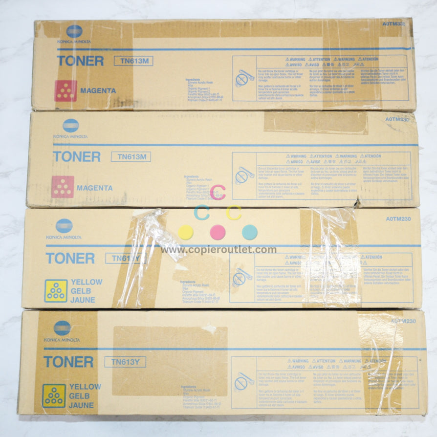 4 OEM Konica Minolta BH C452,C552,C652 MMYY Toners TN613M,TN613Y Same Day Ship