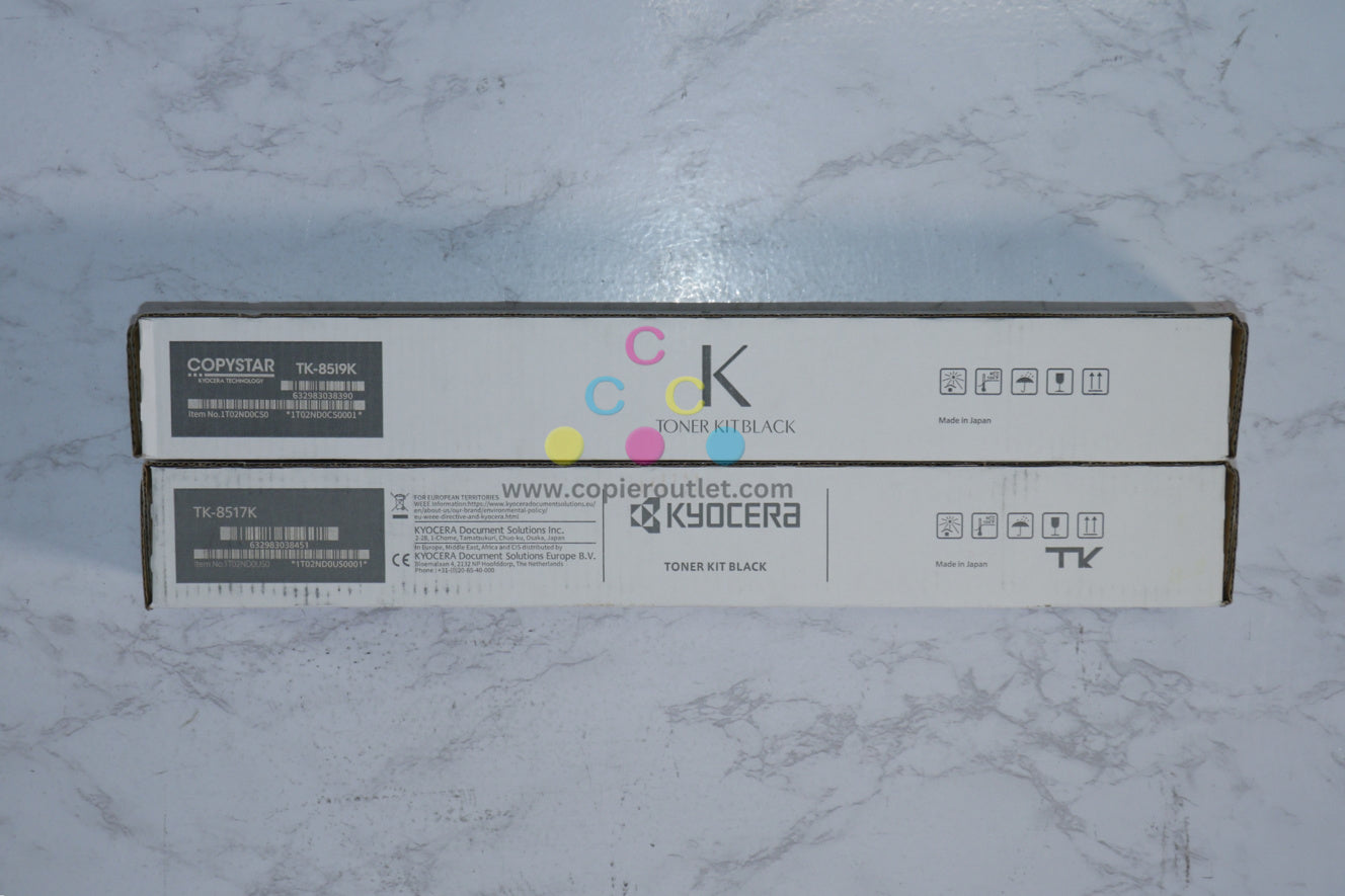 2 New OEM Kyocera 5052ci 5053ci 6052ci 6053ci Black Toner Kits TK-8519, TK-8517