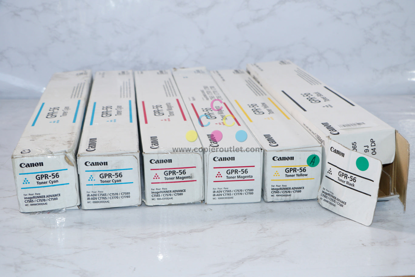 Open OEM Canon iRADV C7565/ C7570/ C7580/ C7765/ C7770 GPR-56 CCMMYK Toner Set