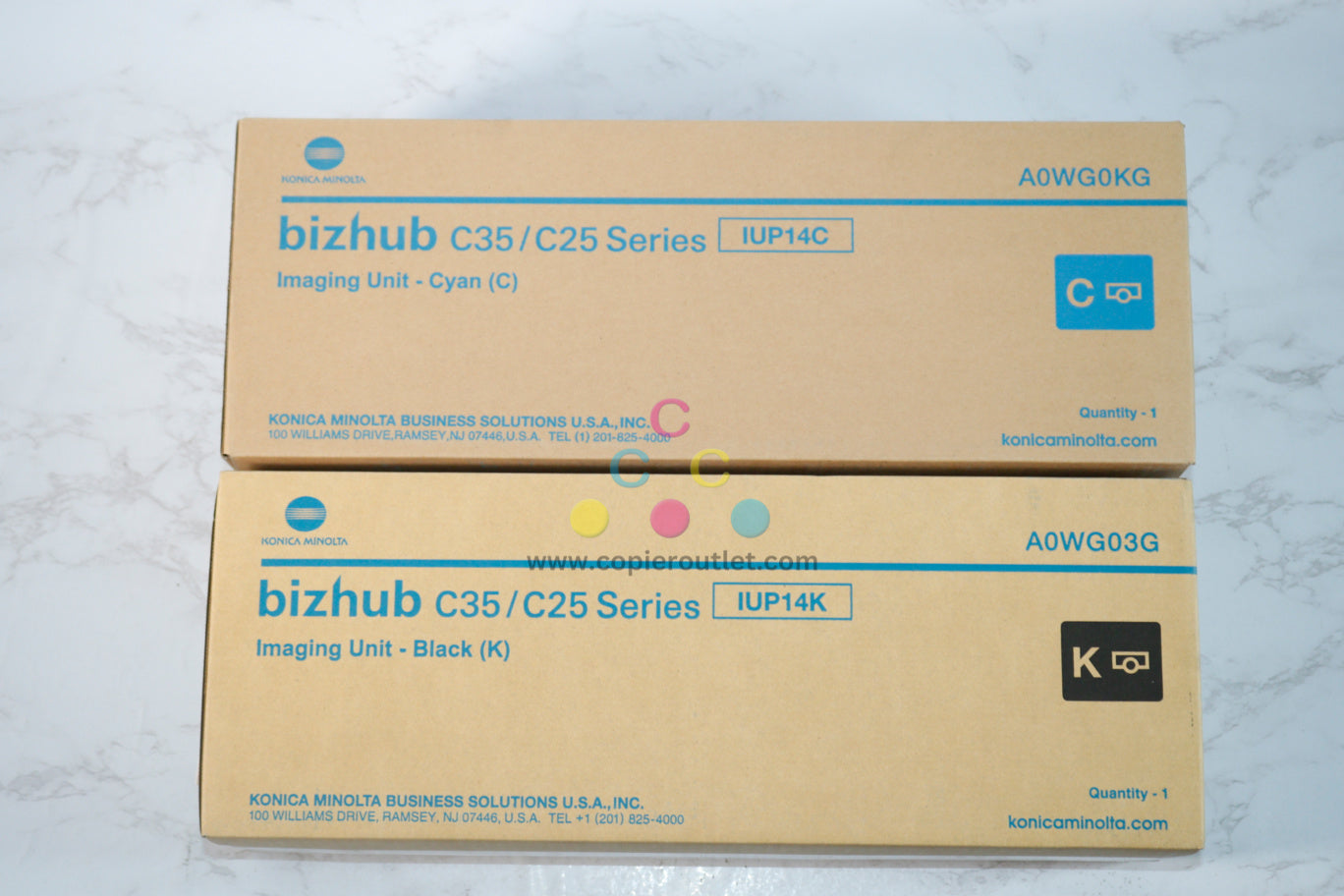 2 OEM Konica Bizhub C25,C35,C35P IUP14C & IUP14K Imaging Units A0WG0KG, A0WG03G