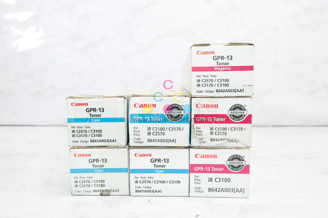 7 Cosmetic OEM Canon iR C2570,C3100,C3170,C3180 GPR-13 Cyan & Magenta Toners