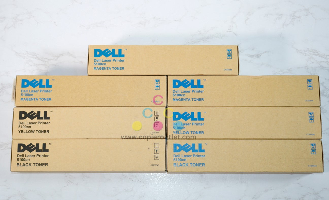 7 OEM Dell 5100cn, MMMYYKK Toner Cartridges CT200543, CT200545, CT200546