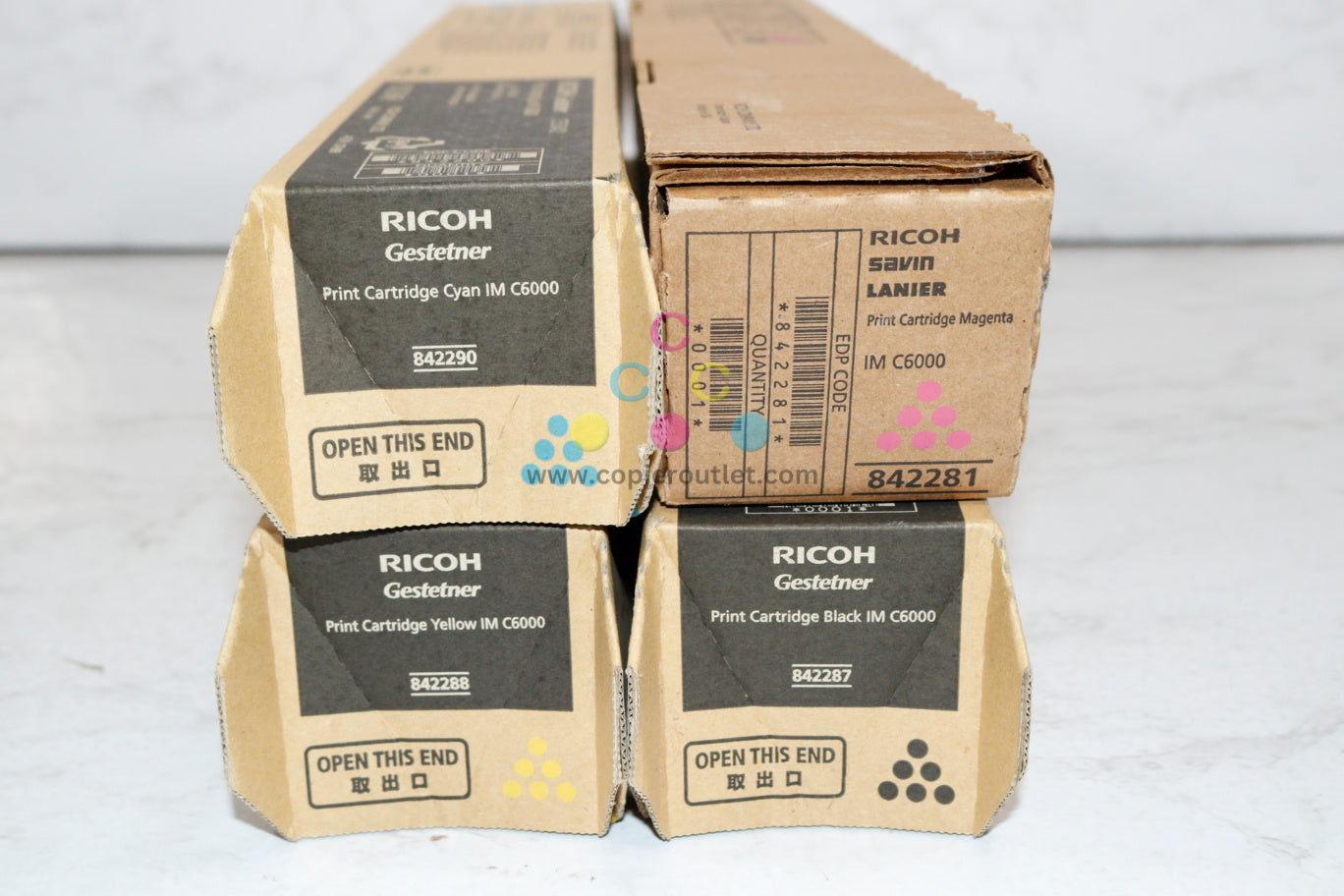 4 OEM Ricoh IM C4500,C6000 CMYK Toner Cart. 842287, 842288,8422890,842281