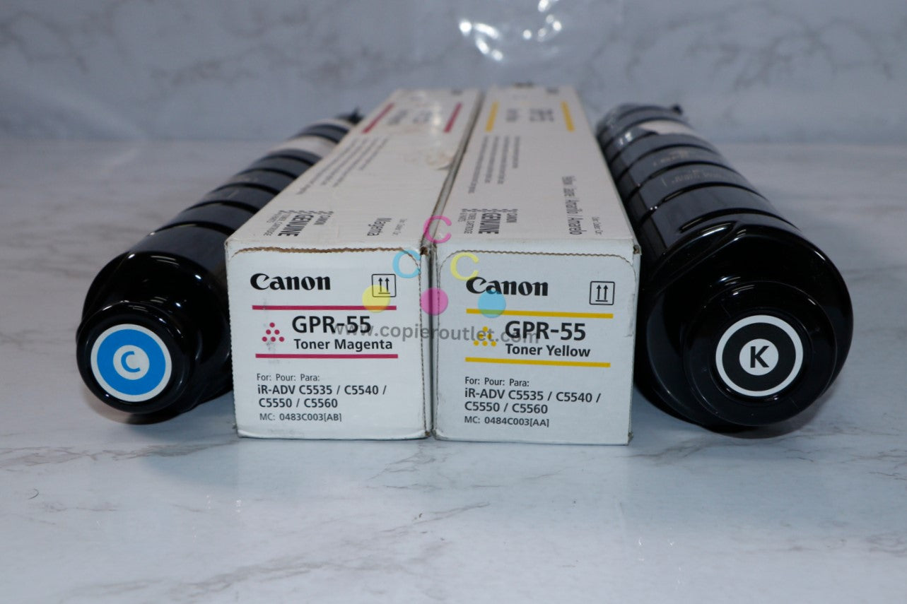 4 New OEM Canon Image Runner C5535, C5540, C5550,C5560 GPR-55 CMYK Toners