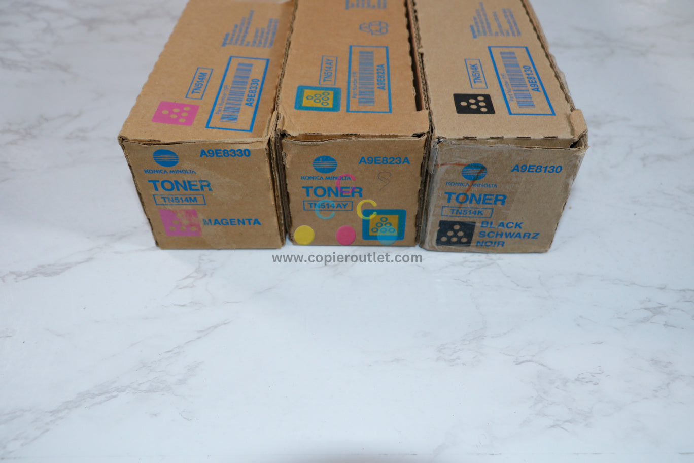 New OEM Konica Minolta BizHubC458,C558,C658 MYK Toner Set TN514MYK Same Day Ship